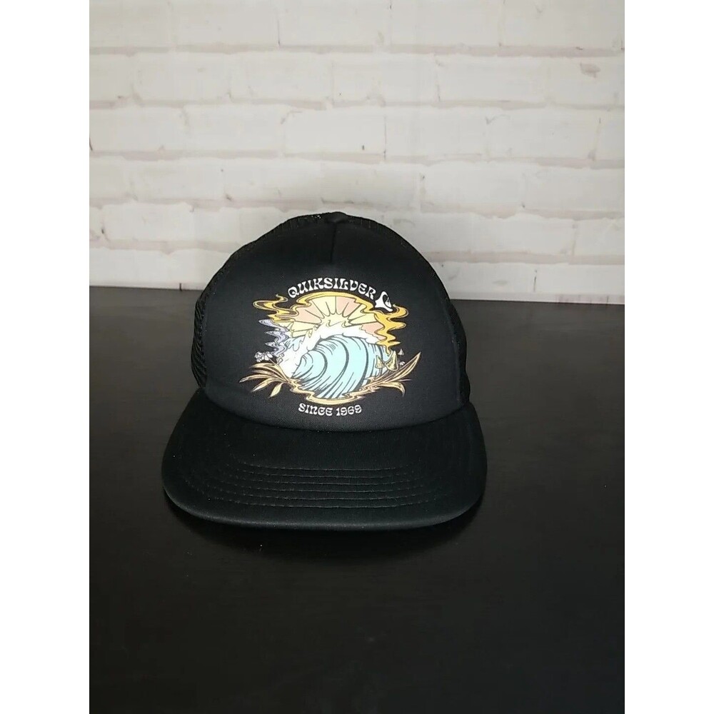 Quicksilver Sun Surf Trucker Mesh Hat Cap Snap Back Black Mens